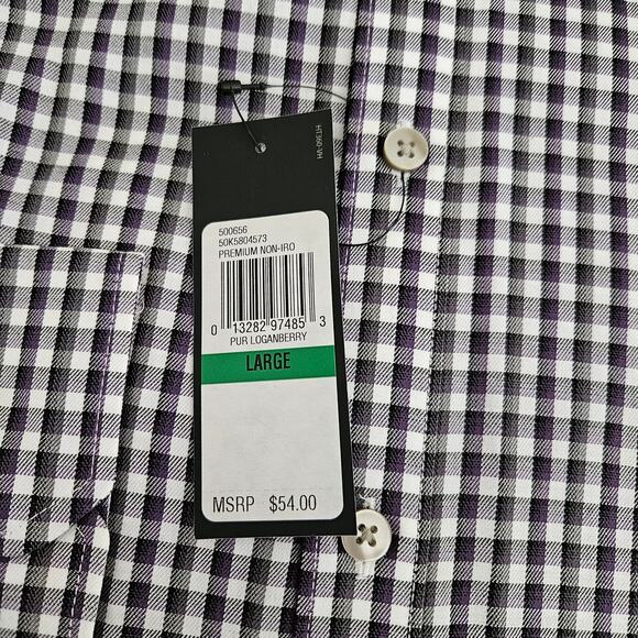 Van Heusen Non-Iron Long Sleeve Button Front Shirt Plaid sz L NIP - Picture 3 of 8